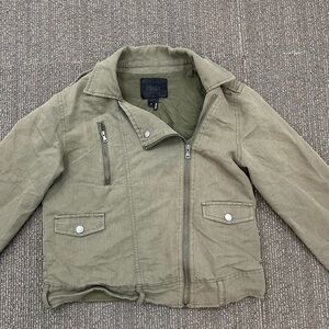 PAIGE Olive Zip Front Collared Jacket Snap Buttons Women’s Small